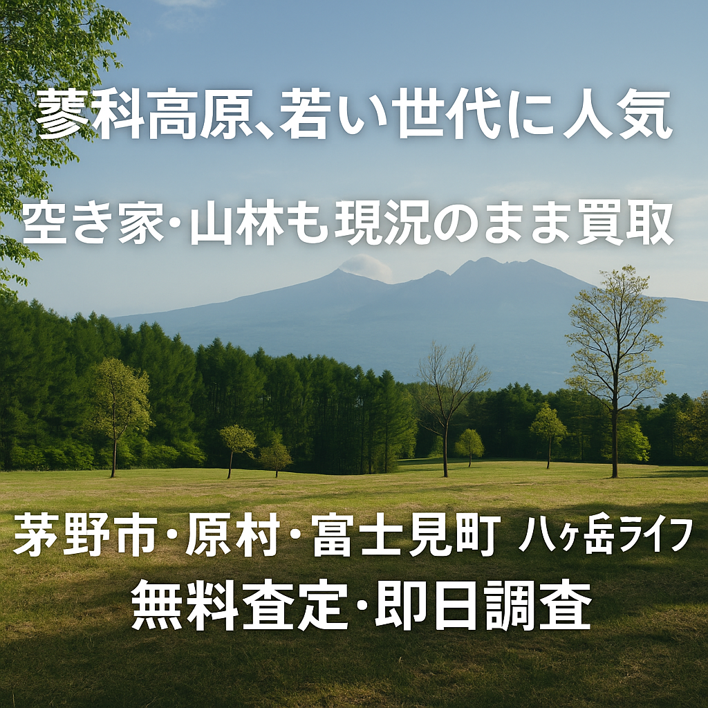 ​​​​​​​蓼科高原の土地・空き家・山林を現金化！ 若い世代が注目する蓼科高原付近は高価買取中