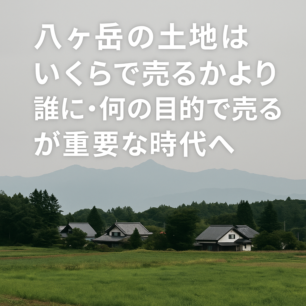 八ヶ岳の土地は「いくらで売るか」より 「誰に・何の目的で売るか」が重要な時代へ
