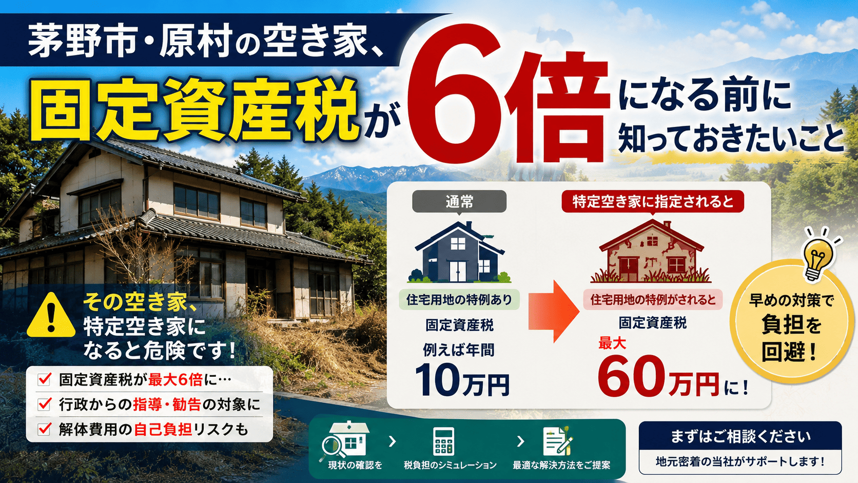 茅野市・原村の空き家、固定資産税が6倍になる前に知っておきたいこと